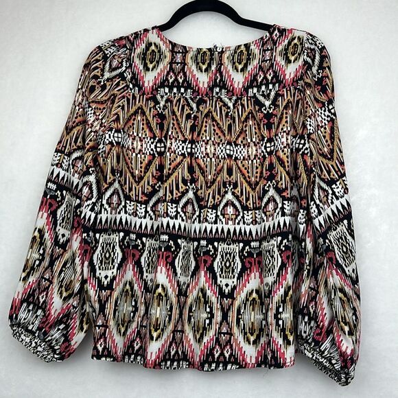 Figueroa Flower Anthropologie Peasant Top Blouse Shirt Crochet Geo Black Pink M - Picture 7 of 10